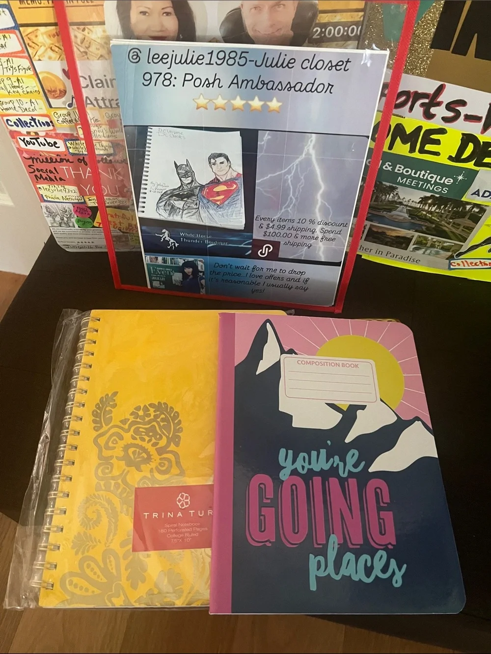 #2864**Spiral Notebook & 'You're Going Places' Pink Composition Book